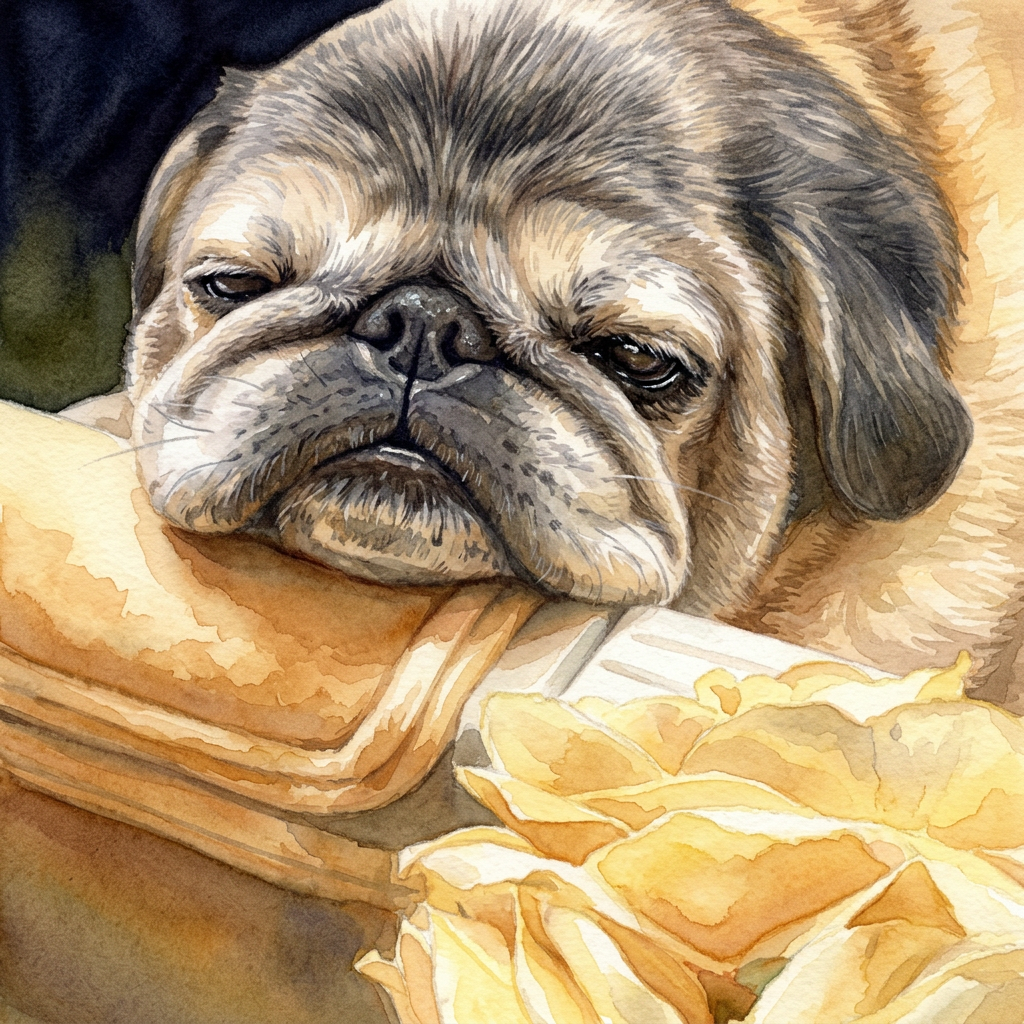 Watercolor illustration of Bogart painted from that same photograph
